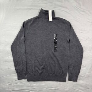 NWT Banana Republic Mens S Merino Wool Turtleneck Sweater Grey Ribbed Career